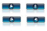 MEdia Player Icons in Metallic Blue